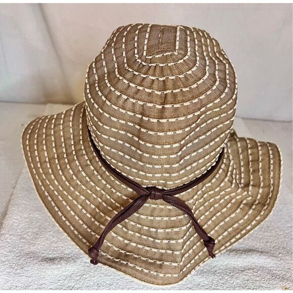Scala Sun Hat Tan OS One Size Floppy Brim Packable Beach Wedding Summer Shade - Picture 4 of 7